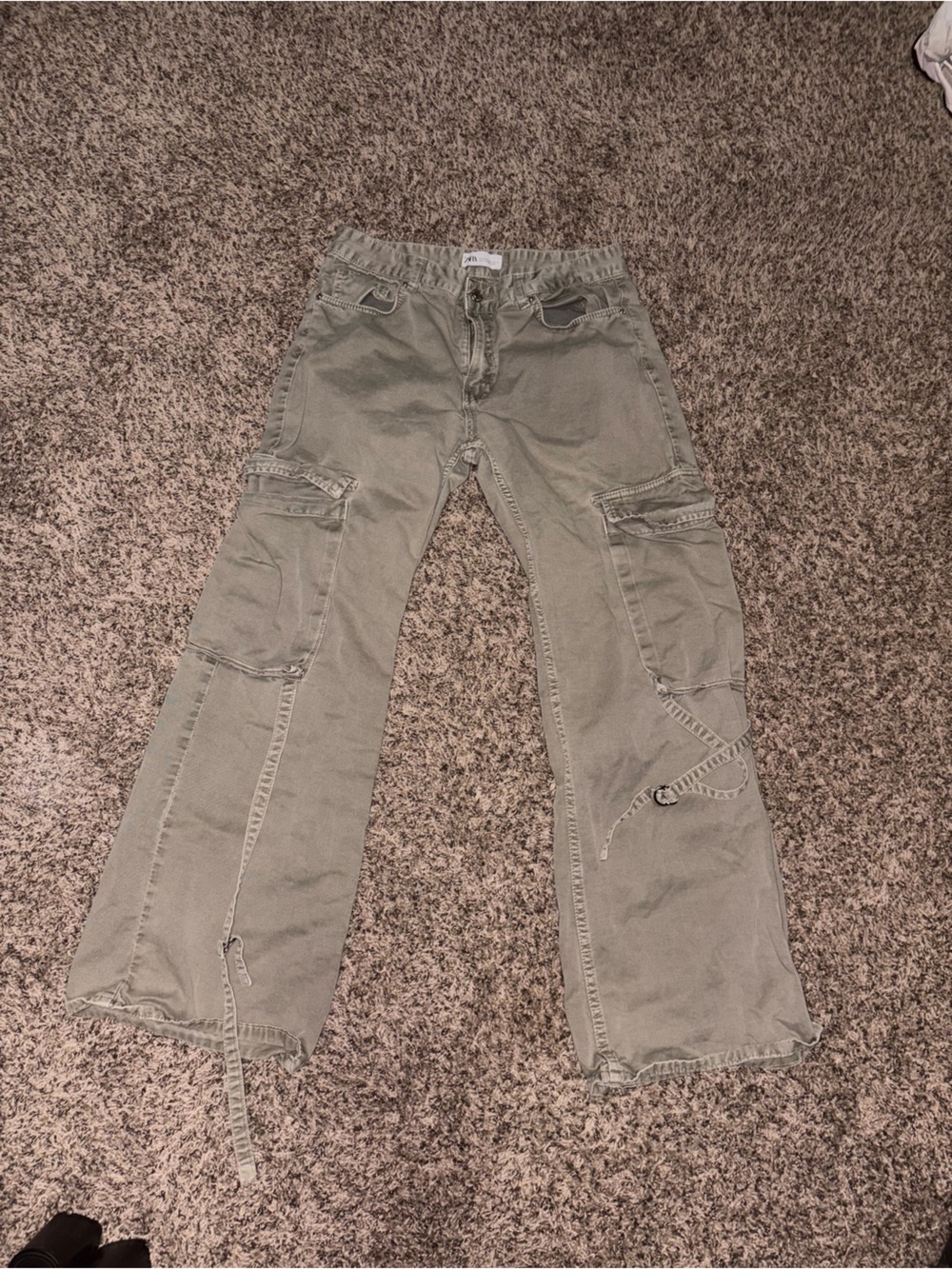 Zara Olive Green Boyfriend Cargo Jeans